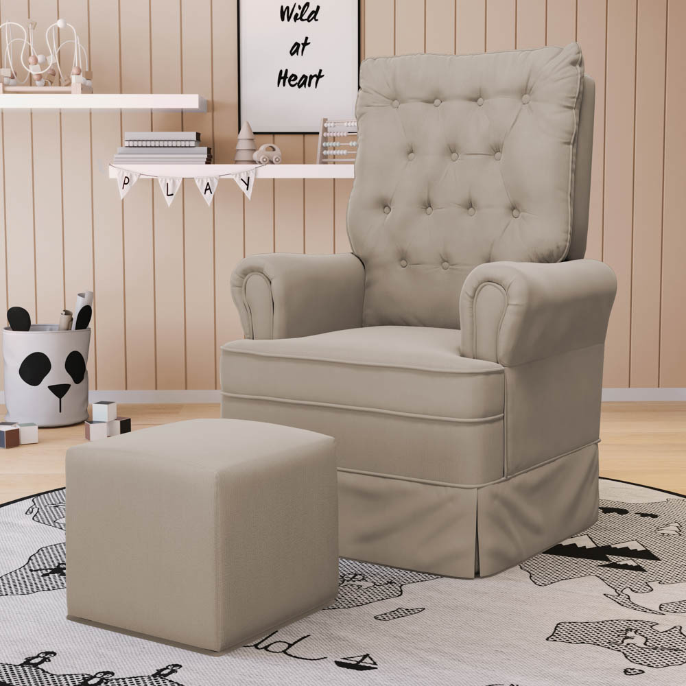 Kit 02 Poltronas de Amamentação e Descanso Com Balanço Laís G05 Veludo Bege - Mpozenato