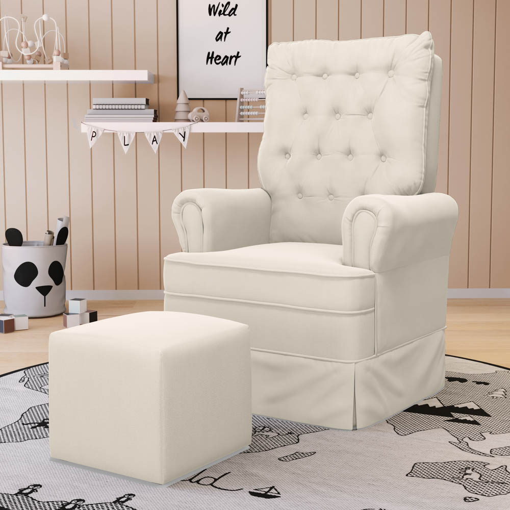 Kit 02 Poltronas de Amamentação e Descanso Com Balanço Laís G05 Veludo Creme - Mpozenato