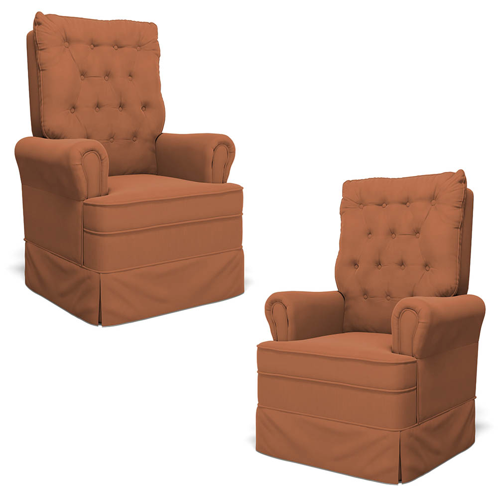 Kit 02 Poltronas de Amamentação e Descanso Com Balanço Laís G05 Veludo Terracota - Mpozenato