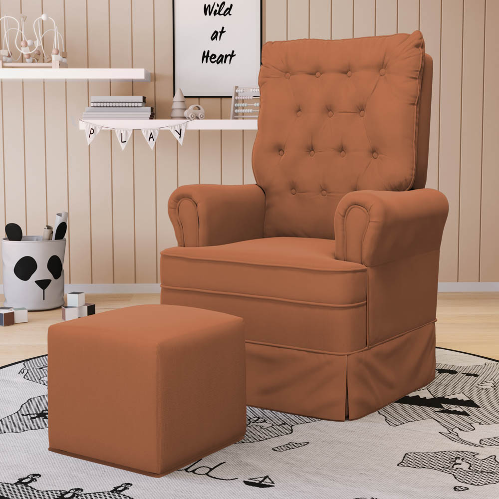 Kit 02 Poltronas de Amamentação e Descanso Com Balanço Laís G05 Veludo Terracota - Mpozenato