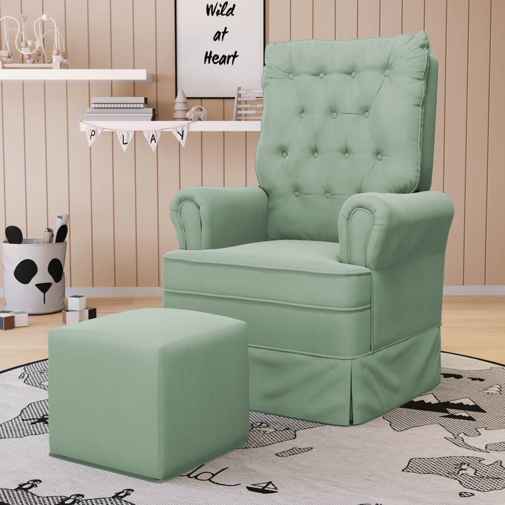 Kit 02 Poltronas de Amamentação e Descanso Com Balanço Laís G05 Veludo Verde - Mpozenato
