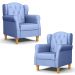 Kit 02 Poltronas de Amamentação e Descanso Pés Madeira Lucy P04 Sintético Azul - Mpozenato