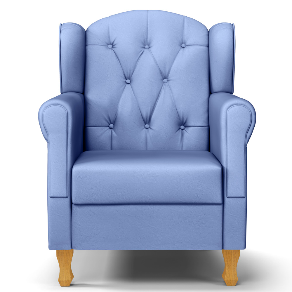 Kit 02 Poltronas de Amamentação e Descanso Pés Madeira Lucy P04 Sintético Azul - Mpozenato