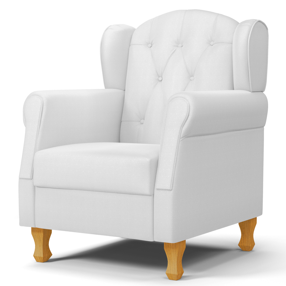 Kit 02 Poltronas de Amamentação e Descanso Pés Madeira Lucy P04 Sintético Branco - Mpozenato