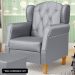 Kit 02 Poltronas de Amamentação e Descanso Pés Madeira Lucy P04 Sintético Cinza - Mpozenato