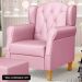 Kit 02 Poltronas de Amamentação e Descanso Pés Madeira Lucy P04 Sintético Rosa - Mpozenato