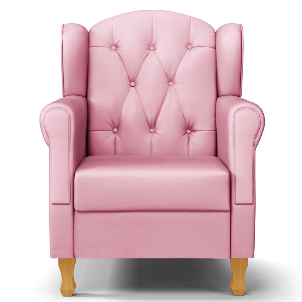 Kit 02 Poltronas de Amamentação e Descanso Pés Madeira Lucy P04 Sintético Rosa - Mpozenato