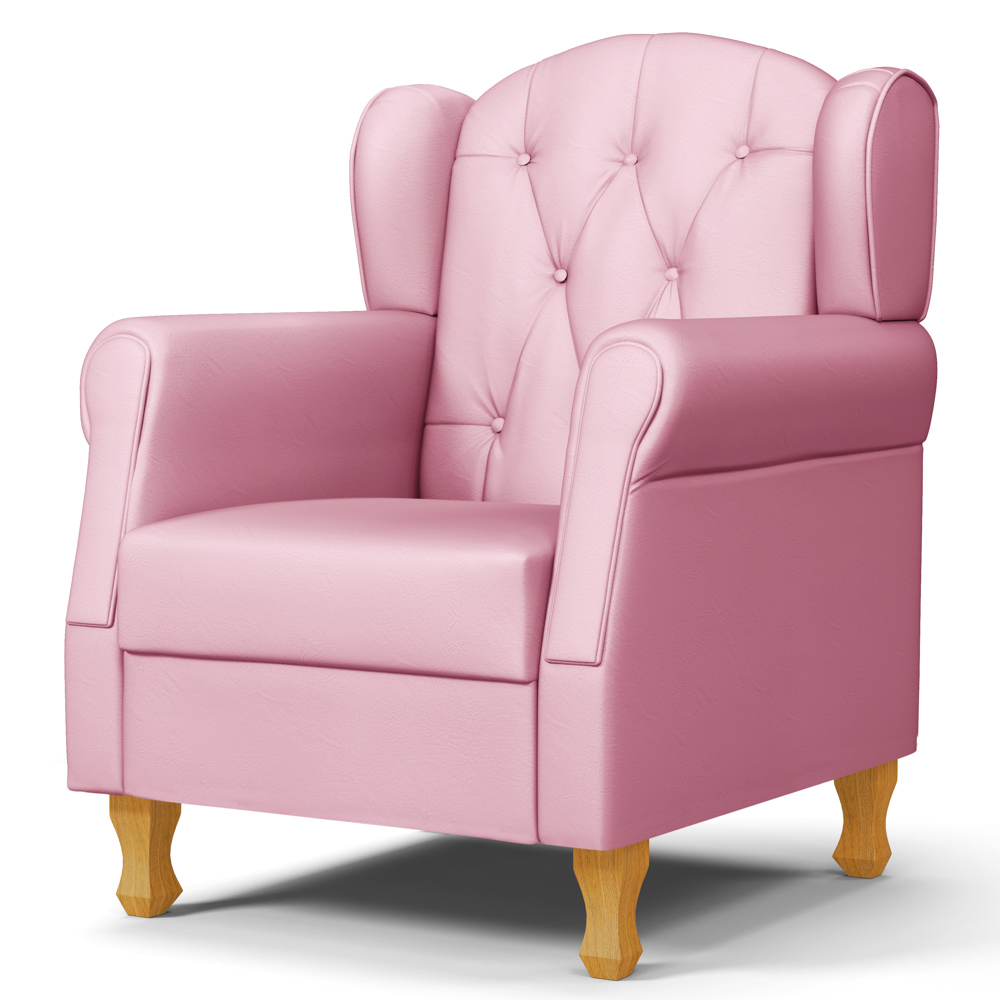 Kit 02 Poltronas de Amamentação e Descanso Pés Madeira Lucy P04 Sintético Rosa - Mpozenato