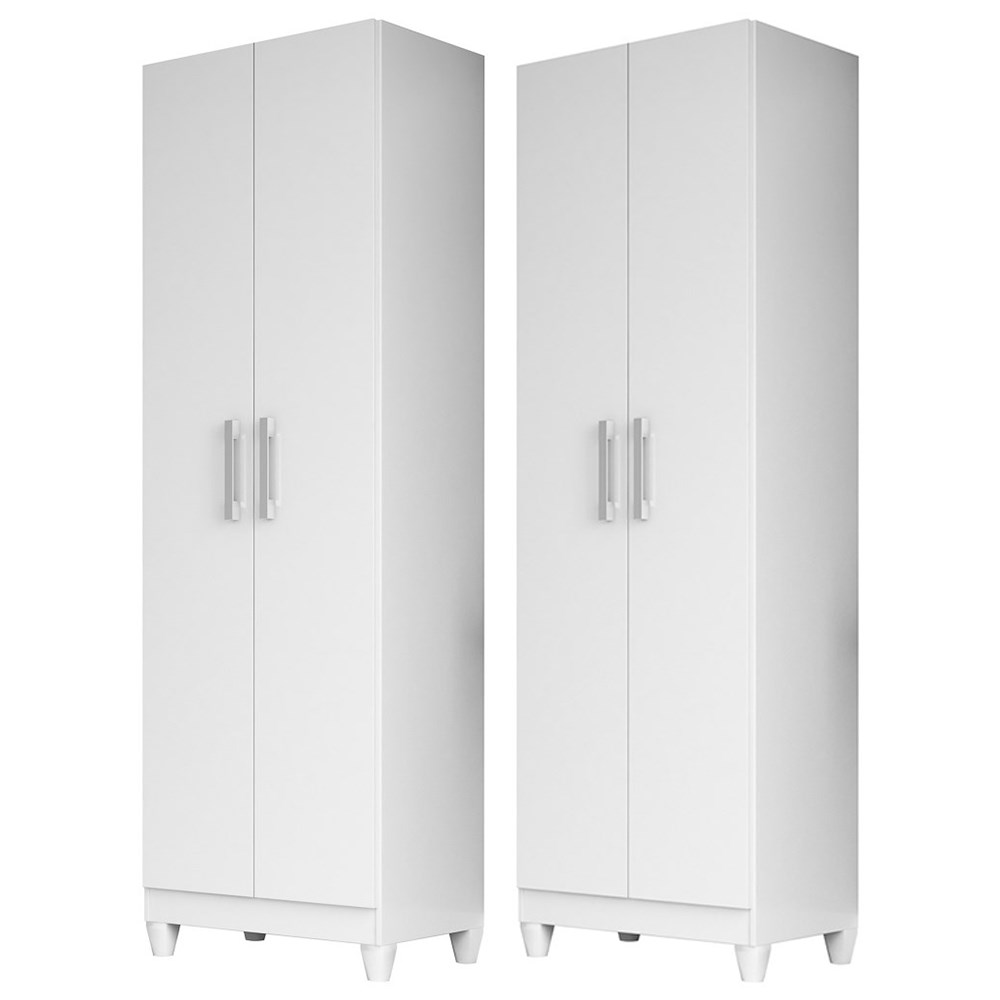 Kit 2 Armários Multiuso Organizador 2 Portas Astrid M07 Branco - Mpozenato