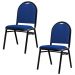 Kit 2 Cadeiras Hoteleiras Auditório Empilhável Linho M23 Azul - Mpozenato
