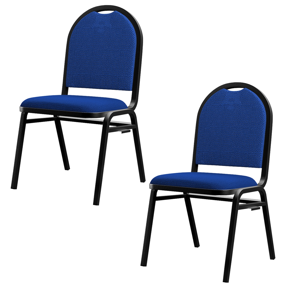 Kit 2 Cadeiras Hoteleiras Auditório Empilhável Linho M23 Azul - Mpozenato