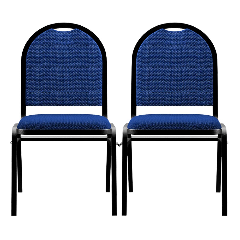 Kit 2 Cadeiras Hoteleiras Auditório Empilhável Linho M23 Azul - Mpozenato