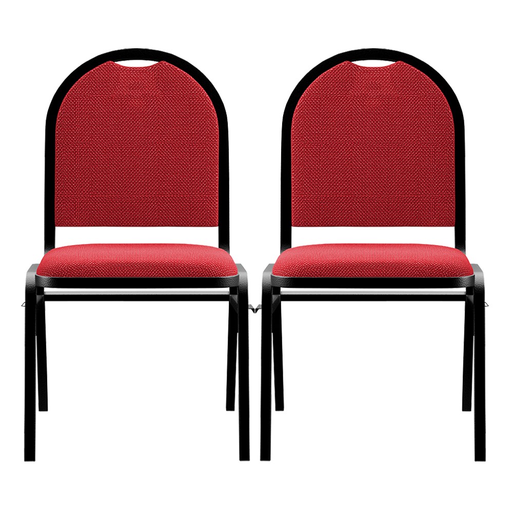 Kit 2 Cadeiras Hoteleiras Auditório Empilhável Linho M23 Vermelho - Mpozenato