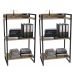 Kit 2 Estantes Livreiro Multiuso Prisma Estilo Industrial 60cm 3 Prateleiras C08 Carvalho - Mpozenato