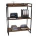 Kit 2 Estantes Livreiro Multiuso Prisma Estilo Industrial 80cm 3 Prateleiras C08 Nogal - Mpozenato