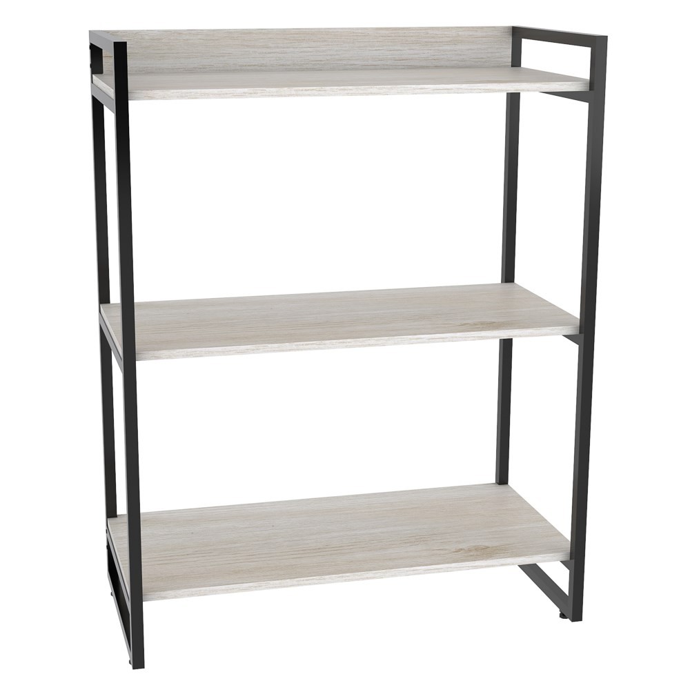 Kit 2 Estantes Livreiro Multiuso Prisma Estilo Industrial 80cm 3 Prateleiras C08 Snow - Mpozenato