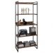 Kit 2 Estantes Livreiro Multiuso Prisma Estilo Industrial 80cm 5 Prateleiras C08 Nogal - Mpozenato