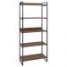 Kit 2 Estantes Livreiro Multiuso Prisma Estilo Industrial 80cm 5 Prateleiras C08 Nogal - Mpozenato