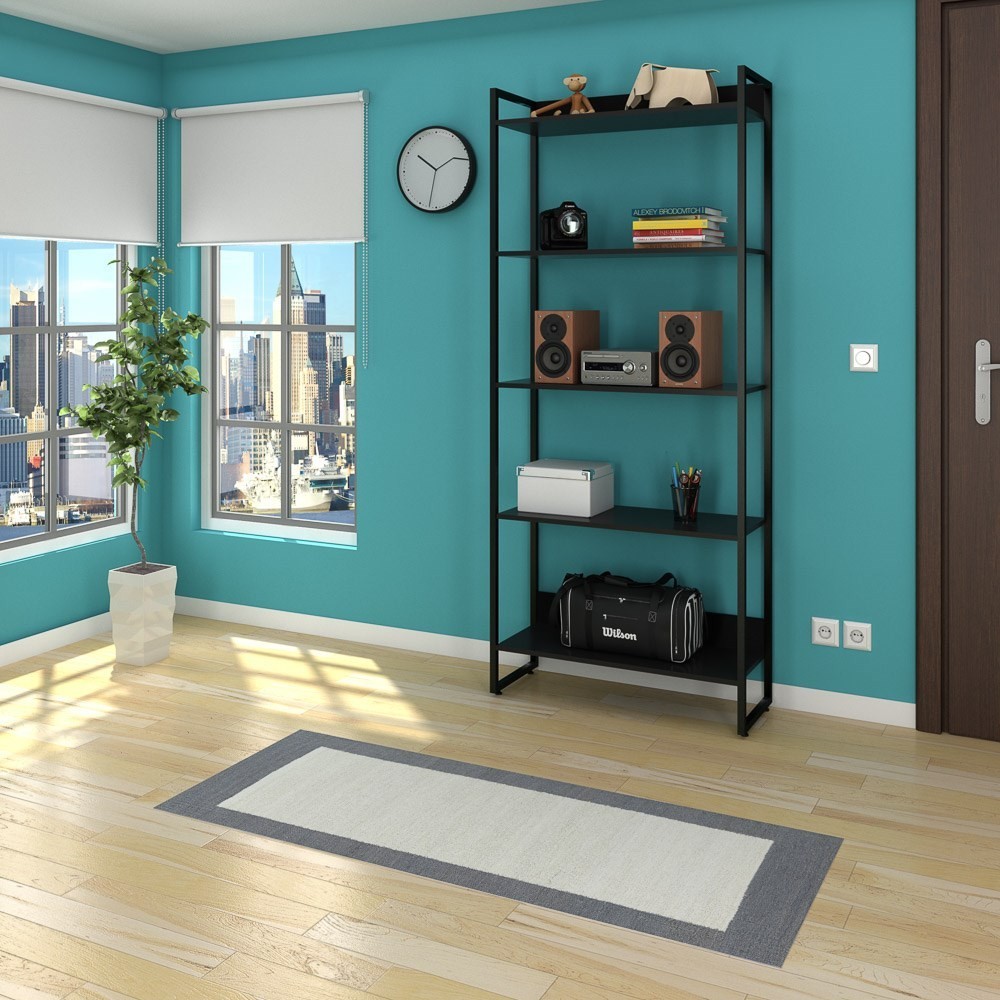 Kit 2 Estantes Livreiro Studio Industrial M18 Preto - Mpozenato