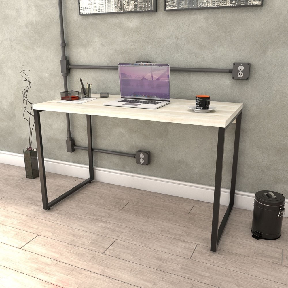 Kit 2 Mesas de Escritório Office 120cm Estilo Industrial Prisma C08 Snow - Mpozenato