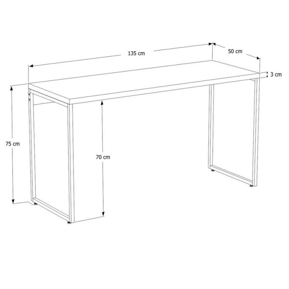 Kit 2 Mesas de Escritório Office 135cm Estilo Industrial Prisma C08 Carvalho - Mpozenato