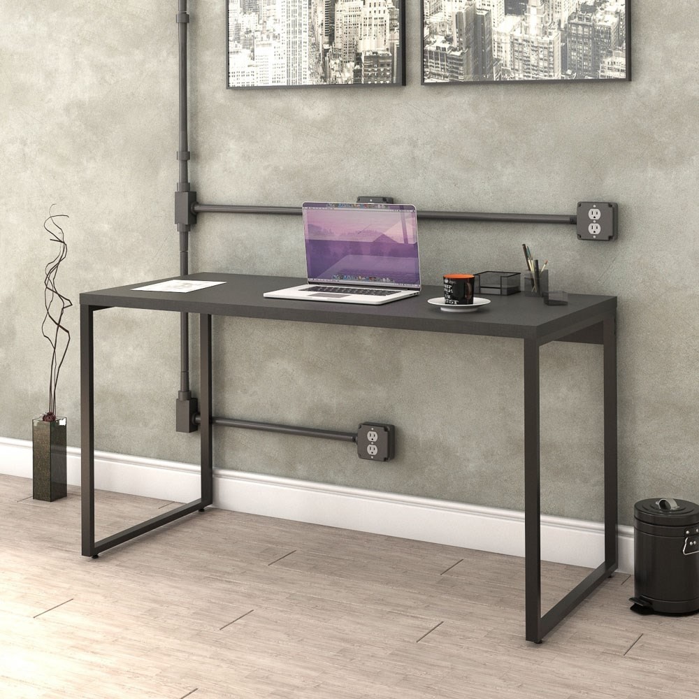 Kit 2 Mesas de Escritório Office 135cm Estilo Industrial Prisma C08 Preto Onix - Mpozenato
