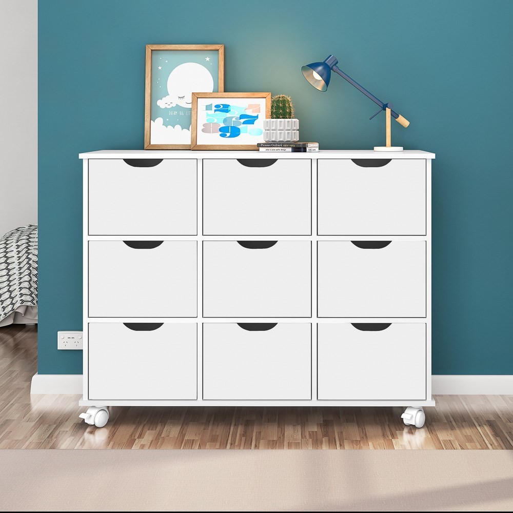 Kit 2 Nichos Organizadores 9 Gavetas com Rodízios Toys Q01 Branco - Mpozenato