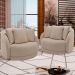 Kit 2 Poltronas Decorativa Giratória para Sala Kaly M22 Linho Cru - Mpozenato
