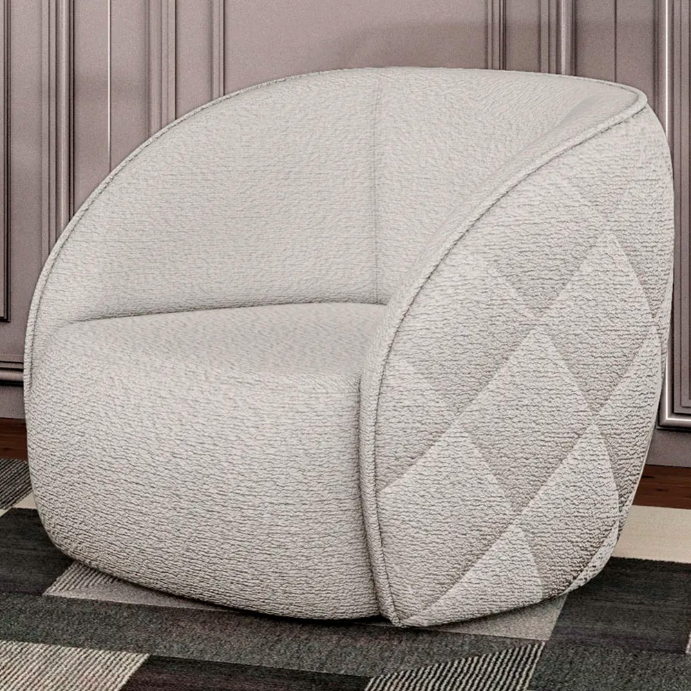 Kit 2 Poltronas Decorativa para Sala 90cm Tressê Zion M22 Bouclê Branco - Mpozenato