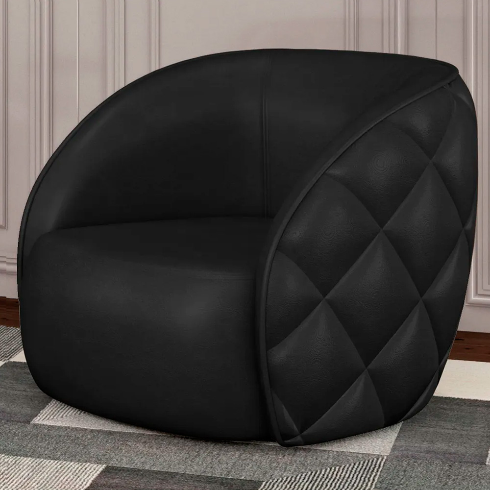 Kit 2 Poltronas Decorativa para Sala 90cm Tressê Zion M22 Sintético Preto - Mpozenato