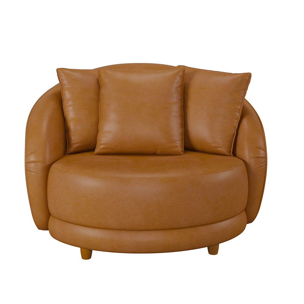 Kit 2 Poltronas Decorativa para Sala Pés Madeira Kaly M22 Sintético Caramelo - Mpozenato