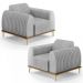 Kit 2 Poltronas Decorativas Base Gold Molino D06 Linho D-315 Cinza  - Mpozenato