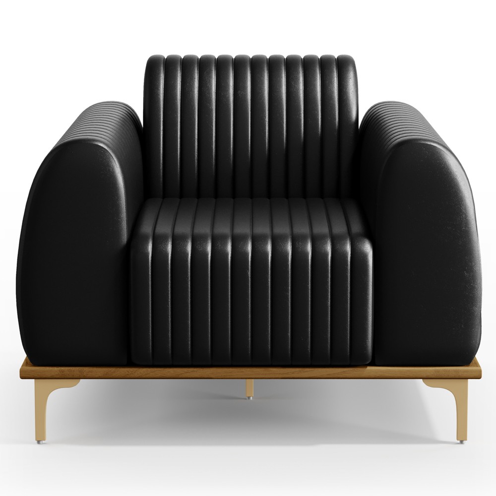 Kit 2 Poltronas Decorativas Base Gold Molino D06 PU B-159 Preto - Mpozenato