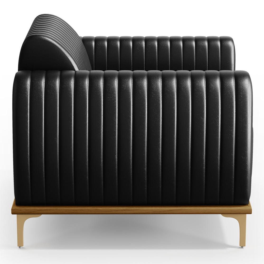Kit 2 Poltronas Decorativas Base Gold Molino D06 PU B-159 Preto - Mpozenato