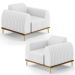 Kit 2 Poltronas Decorativas Base Gold Molino D06 PU C-12 Branco - Mpozenato
