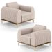 Kit 2 Poltronas Decorativas Base Gold Molino D06 Suede C-309 Bege - Mpozenato