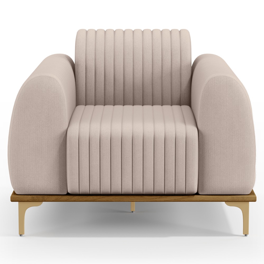 Kit 2 Poltronas Decorativas Base Gold Molino D06 Suede C-309 Bege - Mpozenato