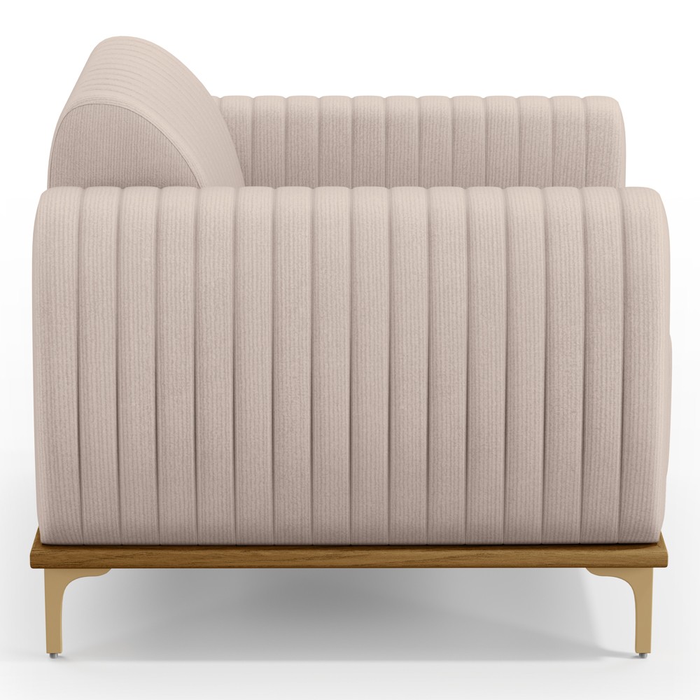 Kit 2 Poltronas Decorativas Base Gold Molino D06 Suede C-309 Bege - Mpozenato