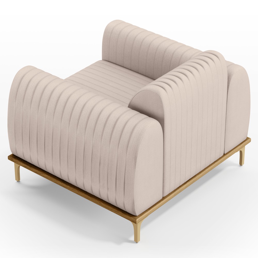 Kit 2 Poltronas Decorativas Base Gold Molino D06 Suede C-309 Bege - Mpozenato