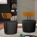 Kit 2 Poltronas Decorativas Redondas 53cm Le Moon M22 PU Preto - Mpozenato