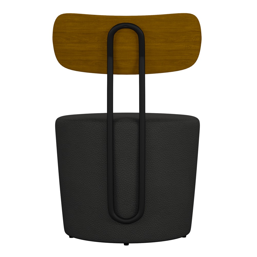 Kit 2 Poltronas Decorativas Redondas 53cm Le Moon M22 PU Preto - Mpozenato