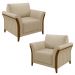 Kit 2 Poltronas Decorativas Sala de Estar 102cm Pés Madeira Roya M22 Linho Bege - Mpozenato