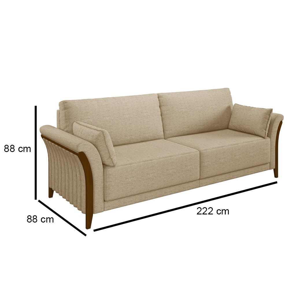 Kit 2 Poltronas Decorativas Sala de Estar 102cm Pés Madeira Roya M22 Linho Bege - Mpozenato