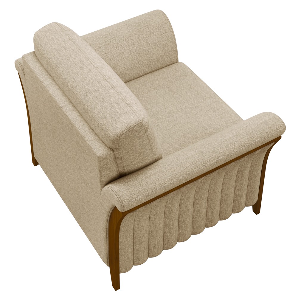 Kit 2 Poltronas Decorativas Sala de Estar 102cm Pés Madeira Roya M22 Linho Bege - Mpozenato