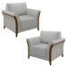 Kit 2 Poltronas Decorativas Sala de Estar 102cm Pés Madeira Roya M22 Linho Cinza - Mpozenato