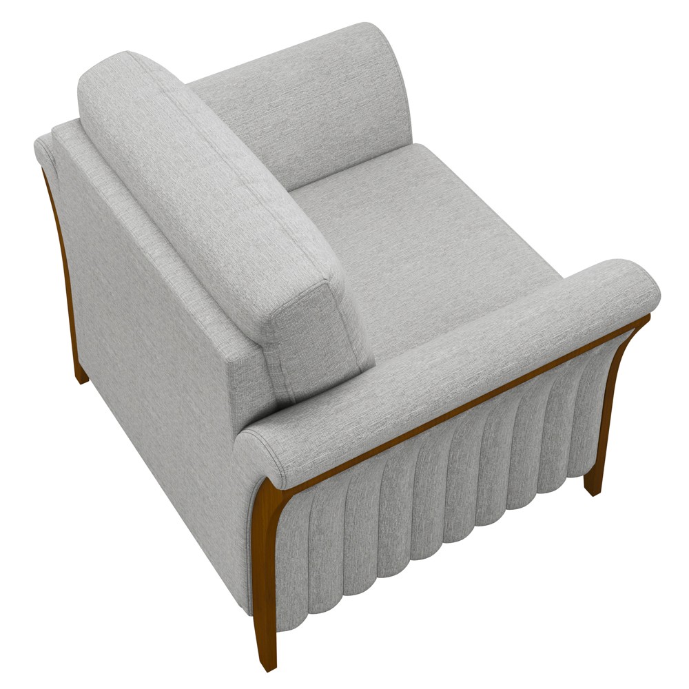 Kit 2 Poltronas Decorativas Sala de Estar 102cm Pés Madeira Roya M22 Linho Cinza - Mpozenato