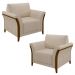 Kit 2 Poltronas Decorativas Sala de Estar 102cm Pés Madeira Roya M22 Linho Cru - Mpozenato