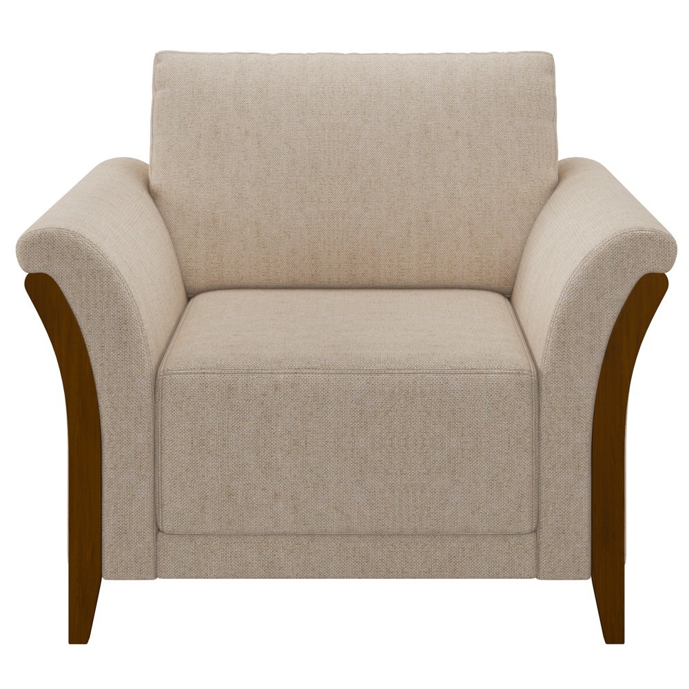 Kit 2 Poltronas Decorativas Sala de Estar 102cm Pés Madeira Roya M22 Linho Cru - Mpozenato