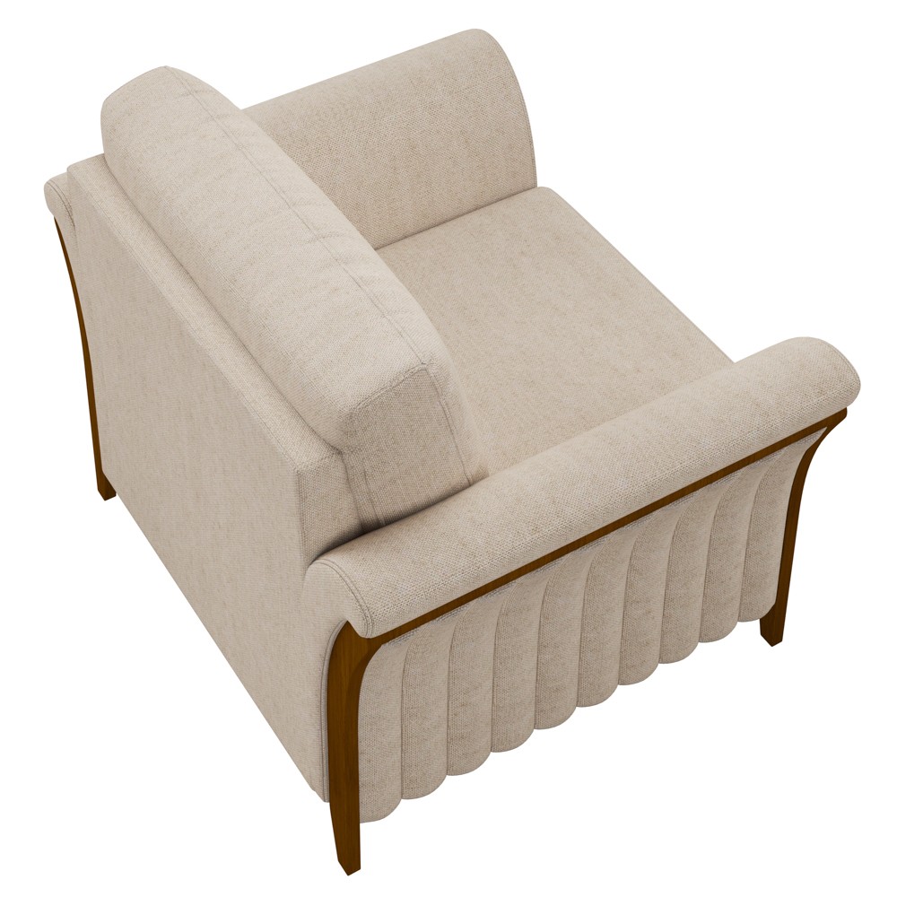 Kit 2 Poltronas Decorativas Sala de Estar 102cm Pés Madeira Roya M22 Linho Cru - Mpozenato