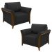 Kit 2 Poltronas Decorativas Sala de Estar 102cm Pés Madeira Roya M22 PU Preto - Mpozenato